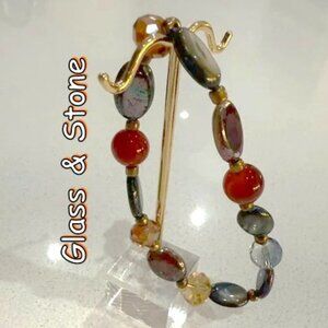 Mixed Materials Glass and Stone Bracelet